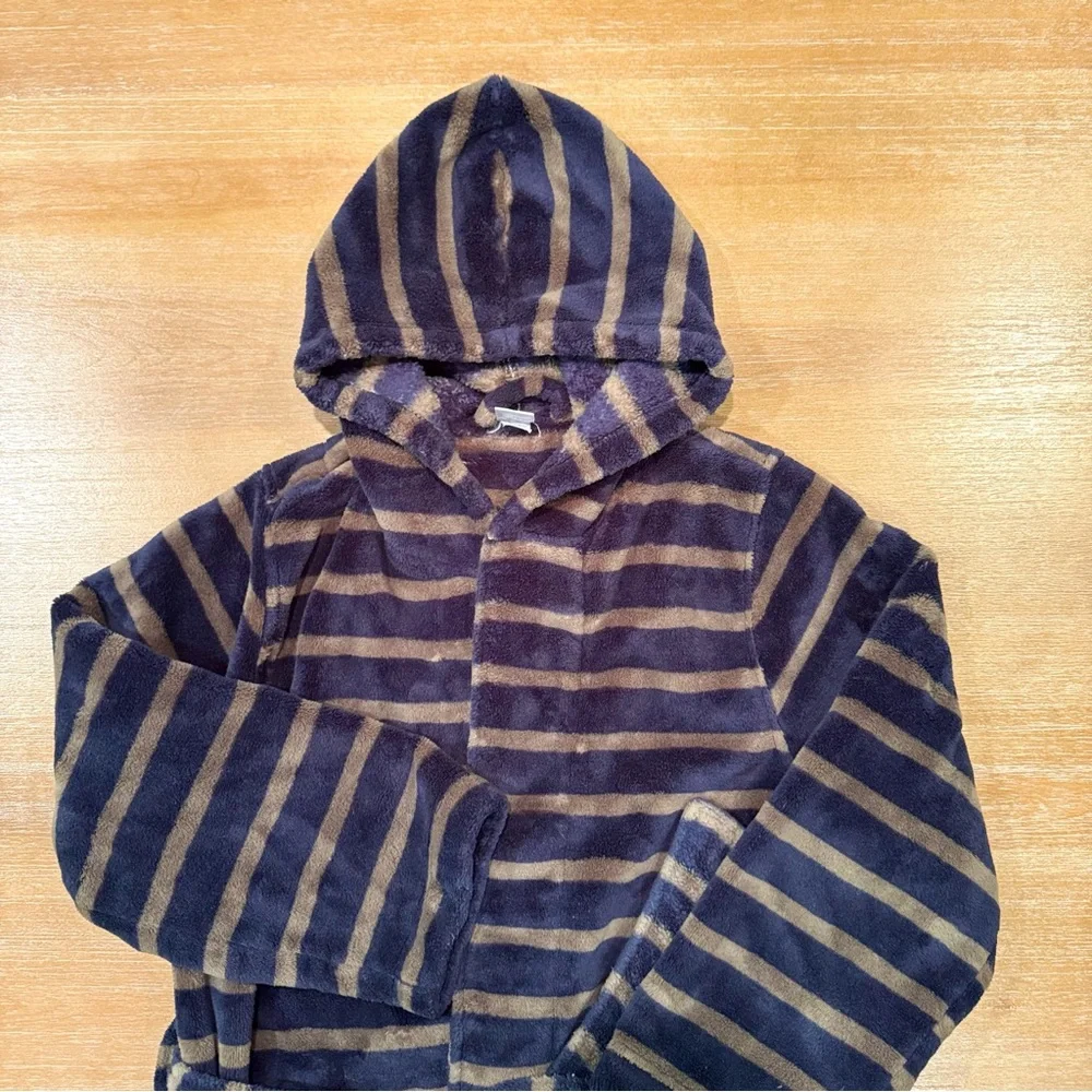 Tucker + Tate Kids’ Hooded Plush Robe Navy Eclipse Stripe Size 10/12